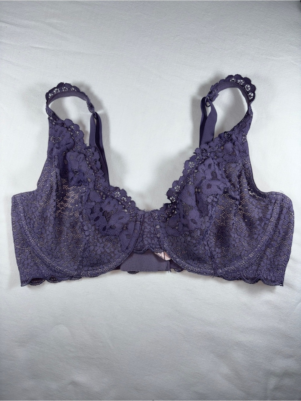 Victoria's Secret Dark Purple Lace Unlined Demi Bra 38D